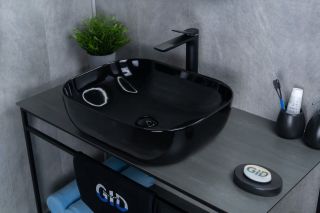 Раковина Gid BL1302 53347 накладная черная глянцевая 50x40x14